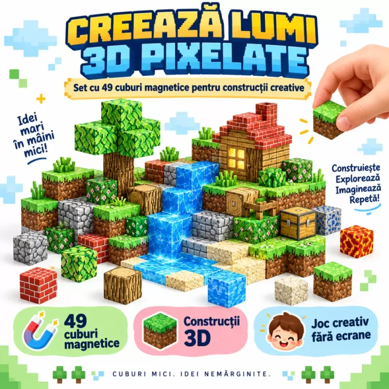 Set STEM magnetic pentru logica, orientare spatiala si imaginatie