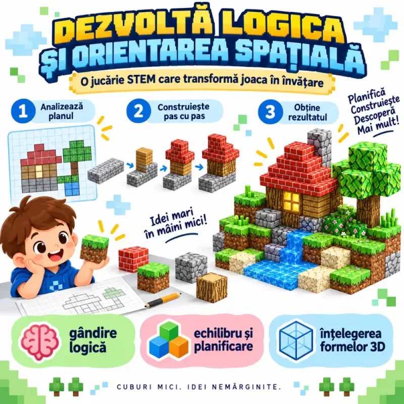 Set STEM magnetic pentru logica, orientare spatiala si imaginatie
