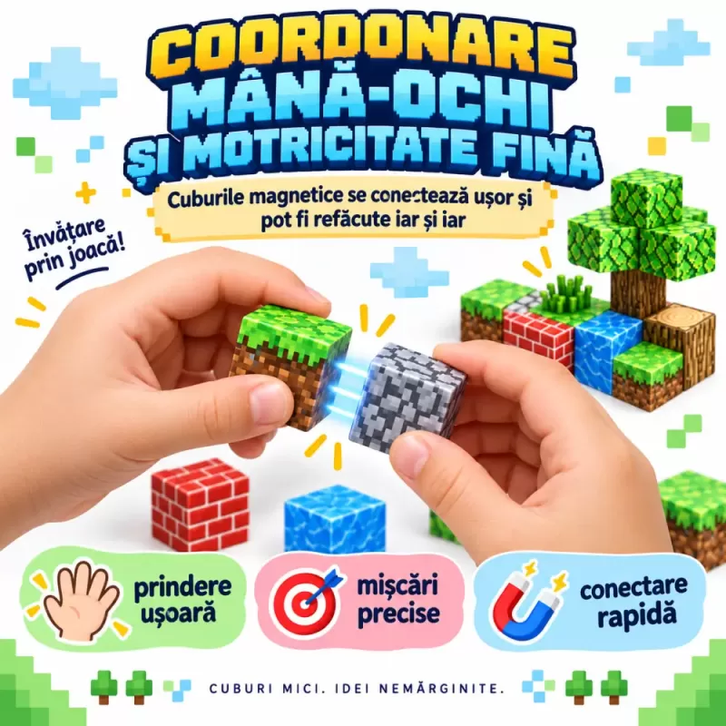 Set STEM magnetic pentru logica, orientare spatiala si imaginatie