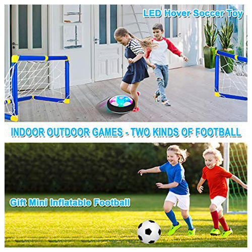 Set de joaca mini, 2 porti de fotbal cu minge rotativa Hover Ball, pompa de umflat, minge de fotbal din cauciuc