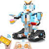 Jucarie educativa si interactiva STEM, set de constructie Robotel cu senile, 351 piese, telecomanda si control prin telefon, +8