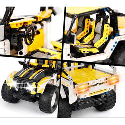 Jucarie educativa si interactiva STEM, set de constructie Masina Jeep cu 542 piese, telecomanda si control prin telefon, +6