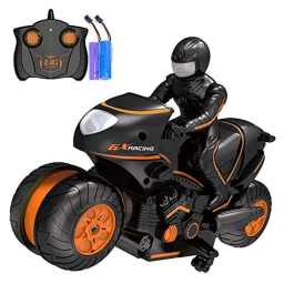 Jucarie motocicleta Drift Stunt, rotatie 360 grade, control prin telecomanda, 2.4GHz, 20m, Portocaliu