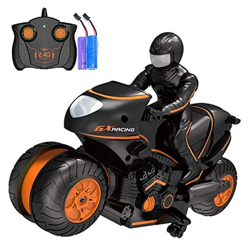 Jucarie motocicleta Drift Stunt, rotatie 360 grade, control prin telecomanda, 2.4GHz, 20m, Portocaliu