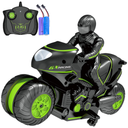 Jucarie motocicleta Drift Stunt, rotatie 360 grade, control prin telecomanda, 2.4GHz, 20m, Verde