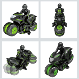 Jucarie motocicleta Drift Stunt, rotatie 360 grade, control prin telecomanda, 2.4GHz, 20m, Verde