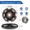 Roti role inline cu lumini LED 70mm / 84A, ABEC7, PU, set 8 bucati, pentru interior & exterior