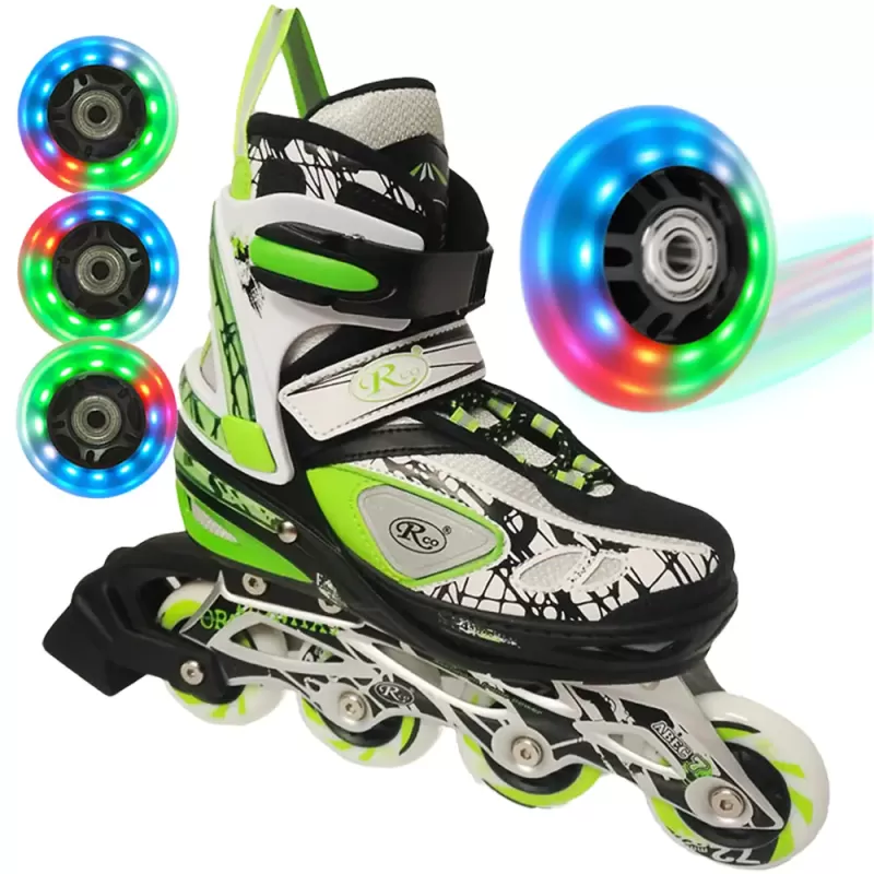 Role reglabile RCO, marimea 35-38, rulmenti ABEC 7, sasiu aluminiu, set reserve 8 roti PU cu LED-uri