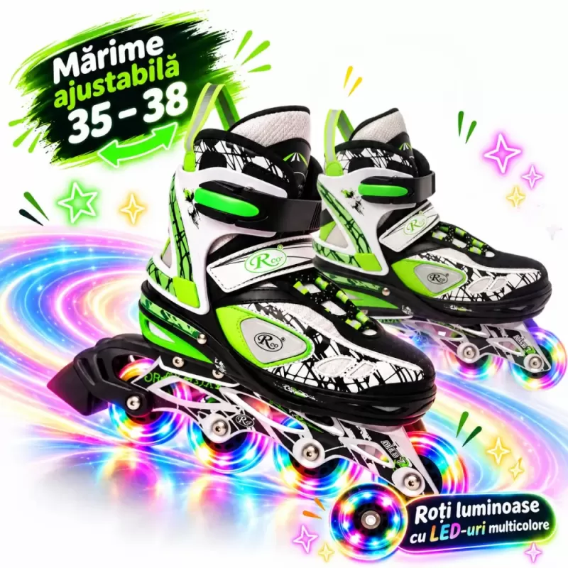 Pereche de role reglabile RCO SS5008M, marimea 35–38, cu sasiu din aluminiu