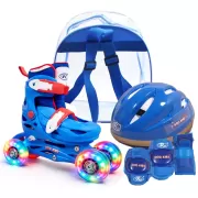 Set role reglabile pentru copii cu pozitionarea multipla a rotilor cu luminite, marime 25-28, Albastru