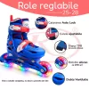 Set role reglabile pentru copii cu pozitionarea multipla a rotilor cu luminite, marime 25-28, Albastru