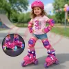 Set role reglabile pentru copii cu pozitionarea multipla a rotilor cu luminite, marime 29-32, Fucsia