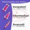 Set role reglabile pentru copii cu pozitionarea multipla a rotilor cu luminite, marime 29-32, Fucsia