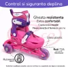 Set role reglabile pentru copii cu pozitionarea multipla a rotilor cu luminite, marime 29-32, Fucsia