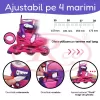 Set role reglabile pentru copii cu pozitionarea multipla a rotilor cu luminite, marime 25-28, Fucsia
