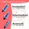Set role reglabile pentru copii cu pozitionarea multipla a rotilor cu luminite, marime 29-32, Albastru