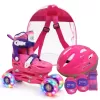 Set role reglabile pentru copii cu pozitionarea multipla a rotilor cu luminite, marime 25-28, Fucsia