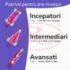 Set role reglabile pentru copii cu pozitionarea multipla a rotilor cu luminite, marime 25-28, Fucsia
