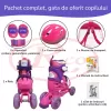 Set role reglabile pentru copii cu pozitionarea multipla a rotilor cu luminite, marime 25-28, Fucsia