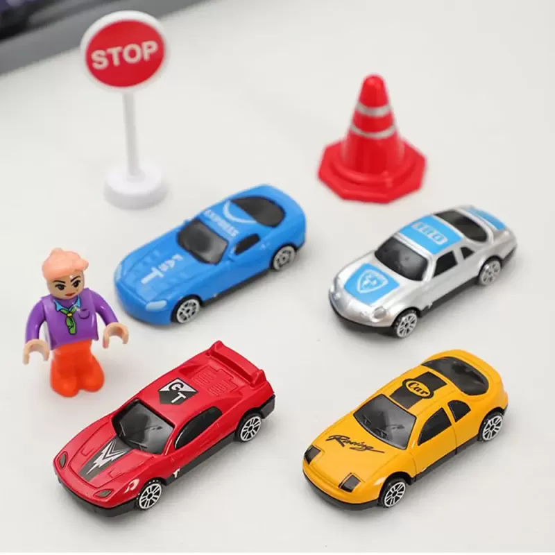 Circuit tren electric City cu accesorii, 92 piese, DIY, +3 ani