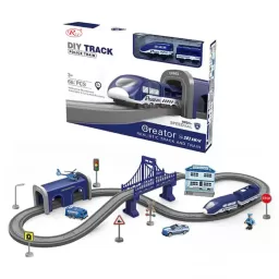 Circuit tren electric Police cu accesorii, 66 piese, DIY, +3 ani