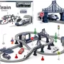 Circuit tren electric rapid, City/Police, 2 locomotive si accesorii, 106 piese, DIY