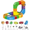 Circuit Trenulet Electric 3D Magnetic – 51 Piese, USB, Lumini | Set Constructie STEM pentru Copii, TR1019