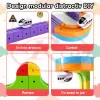 Circuit Trenulet Electric 3D Magnetic – 81 Piese, USB, Lumini | Set Constructie STEM pentru Copii, TR1020
