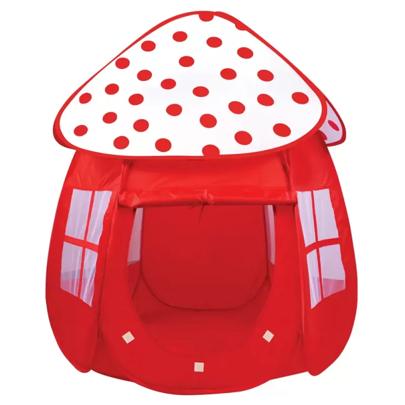 Cort de joaca pentru copii in forma de ciupercuta, rosu, pop-up, 86x86x110 cm