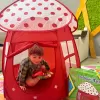 Cort de joaca pentru copii in forma de ciupercuta, rosu, pop-up, 86x86x110 cm