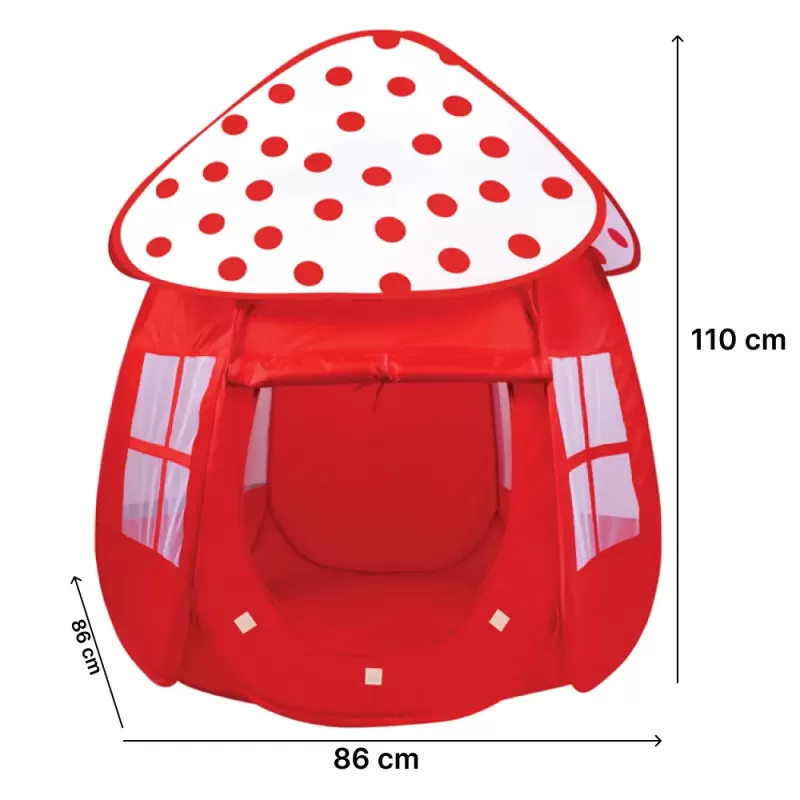 Cort de joaca pentru copii in forma de ciupercuta, rosu, pop-up, 86x86x110 cm