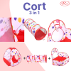 Set Cort de joaca RCO, 3 in 1 pentru copii, Cort, Tunel, Tarc si Piscina cu mini cos de basket, Pop Up