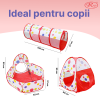Set Cort de joaca RCO, 3 in 1 pentru copii, Cort, Tunel, Tarc si Piscina cu mini cos de basket, Pop Up