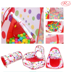 Set Cort de joaca RCO, 3 in 1 pentru copii, Cort, Tunel, Tarc si Piscina cu mini cos de basket, Pop Up