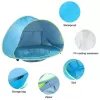 Cort Plaja Pentru Copii Cu Mini Piscina, Protectie Solara, Pop Up, Bleu, 117x79x70cm