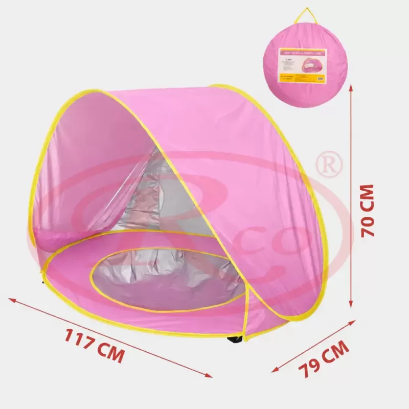 Cort Plaja Pentru Copii Cu Mini Piscina, Protectie Solara, Pop Up, Pink, 117x79x70cm