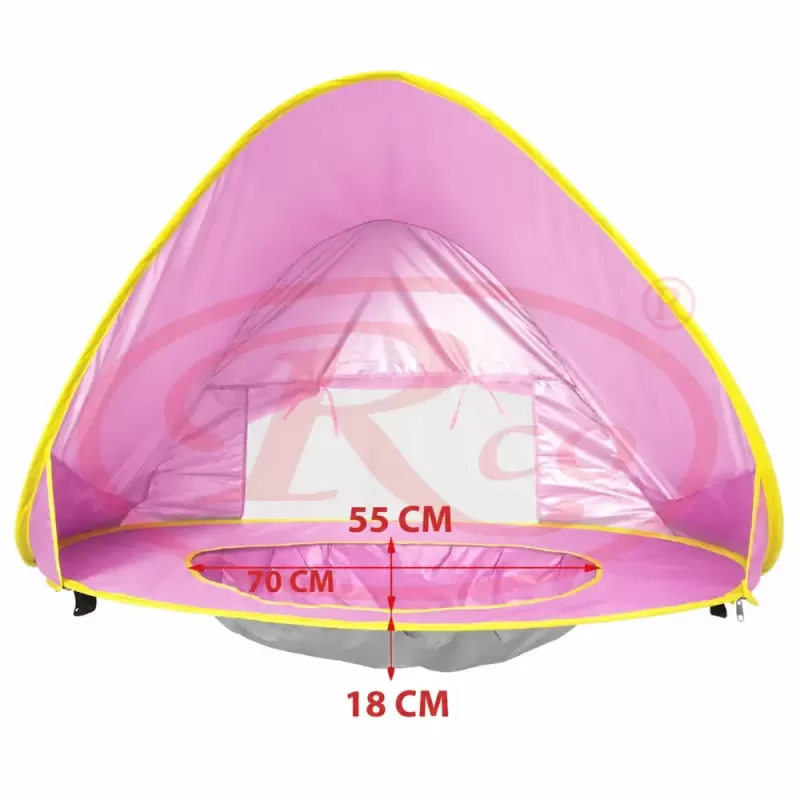 Cort Plaja Pentru Copii Cu Mini Piscina, Protectie Solara, Pop Up, Pink, 117x79x70cm