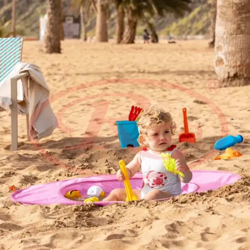 Cort Plaja Pentru Copii Cu Mini Piscina, Protectie Solara, Pop Up, Pink, 117x79x70cm