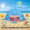 Cort Plaja Pentru Copii Cu Mini Piscina, Protectie Solara, Pop Up, Blue Shark, 120x83x70cm