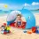 Cort Plaja Pentru Copii Cu Mini Piscina, Protectie Solara, Pop Up, Blue Shark, 120x83x70cm