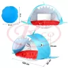 Cort Plaja Pentru Copii Cu Mini Piscina, Protectie Solara, Pop Up, Blue Shark, 120x83x70cm
