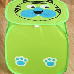 Cos depozitare cu capac pentru jucarii, Pop Up, Tigrisor Verde, verde, poliester, 43cm