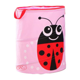 Cos pliabil pentru depozitare jucarii, Pop Up,  Buburuza Roz, poliester, 55 cm