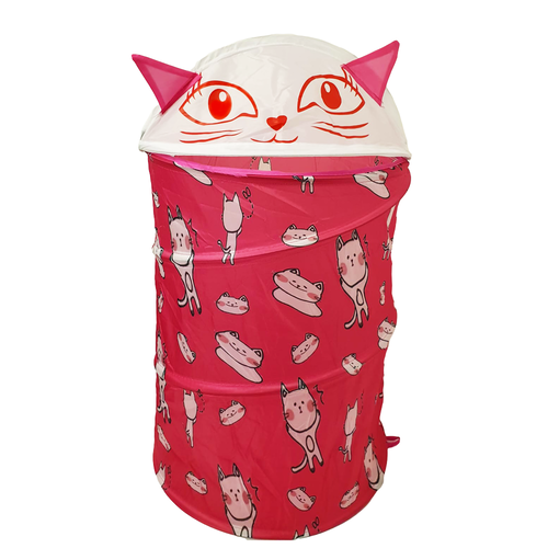 Cos pliabil cu capac si asamblare Pop Up pentru depozitare jucarii, Cute Cat 45 x 35 cm, 60