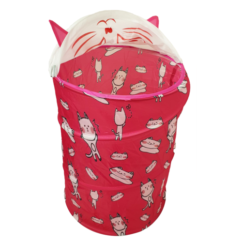 Cos pliabil cu capac si asamblare Pop Up pentru depozitare jucarii, Cute Cat 45 x 35 cm, 60