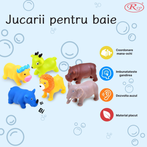 Set jucarii pentru baie, Animalute Safari RCO®, +6 luni