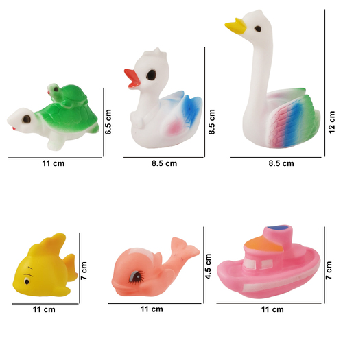 Set jucarii de baie din cauciuc moale, culori diverse, mix 6 bucati, 6.5-12 cm