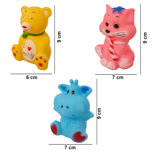 Set jucarii de baie din cauciuc moale, 3 buc, 9 cm