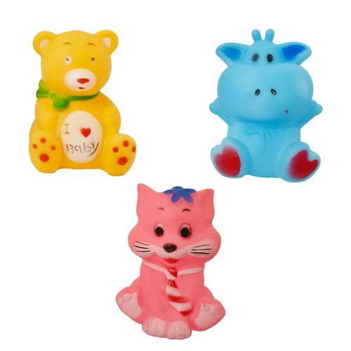 Set jucarii de baie din cauciuc moale, 3 buc, 9 cm