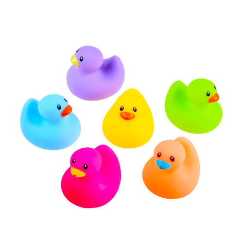Set jucarii de baie din cauciuc moale, 6 ratuste, multicolore, 6 cm